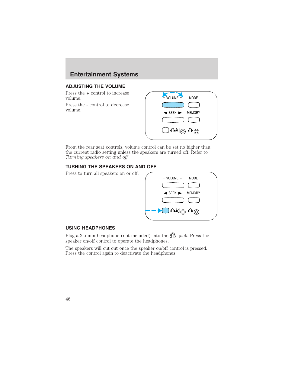 Entertainment systems | FORD 2002 F-150 User Manual | Page 46 / 312