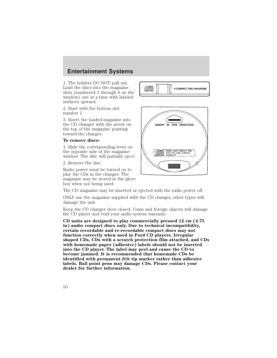 Entertainment systems | FORD 2002 F-150 User Manual | Page 50 / 312