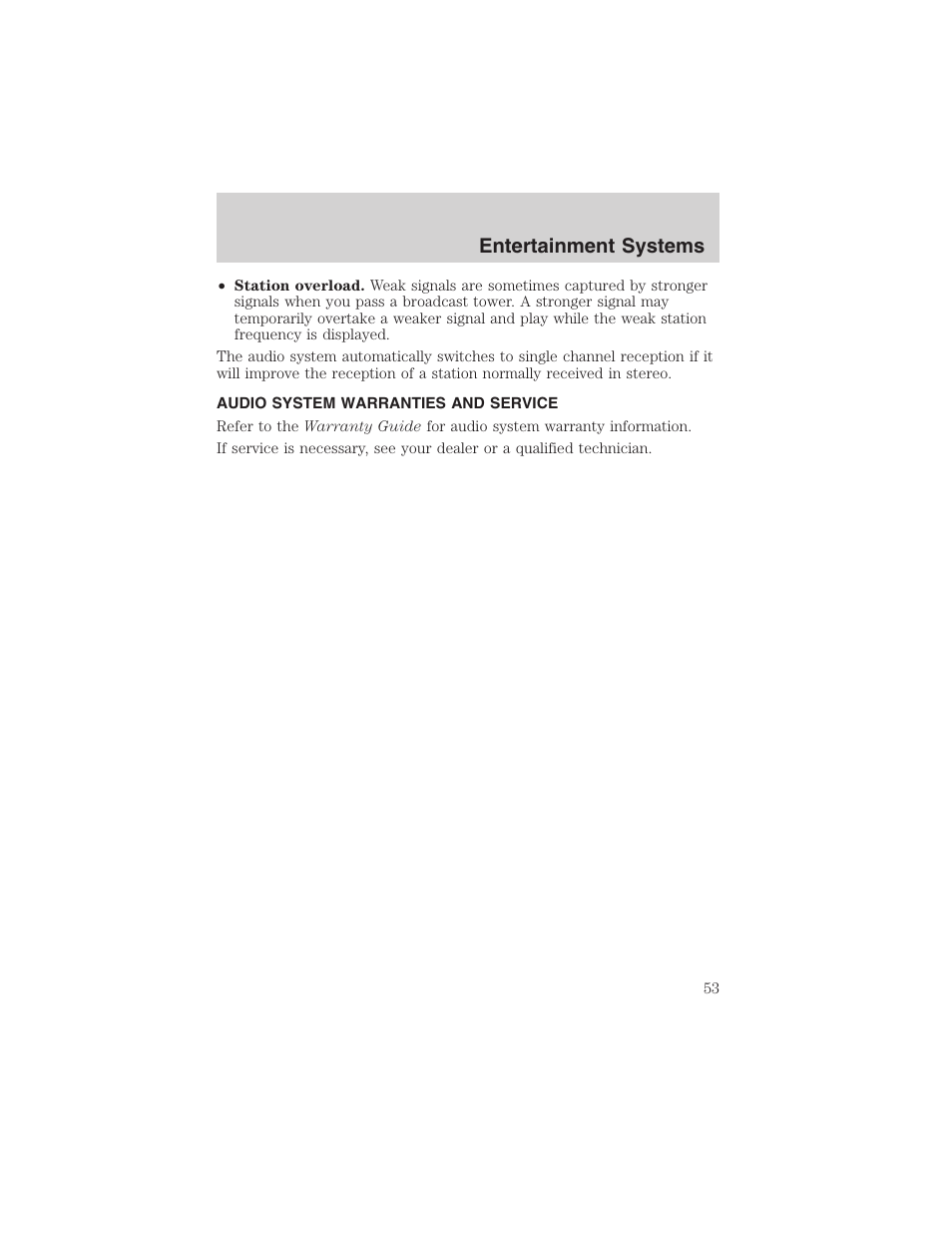 Entertainment systems | FORD 2002 F-150 User Manual | Page 53 / 312