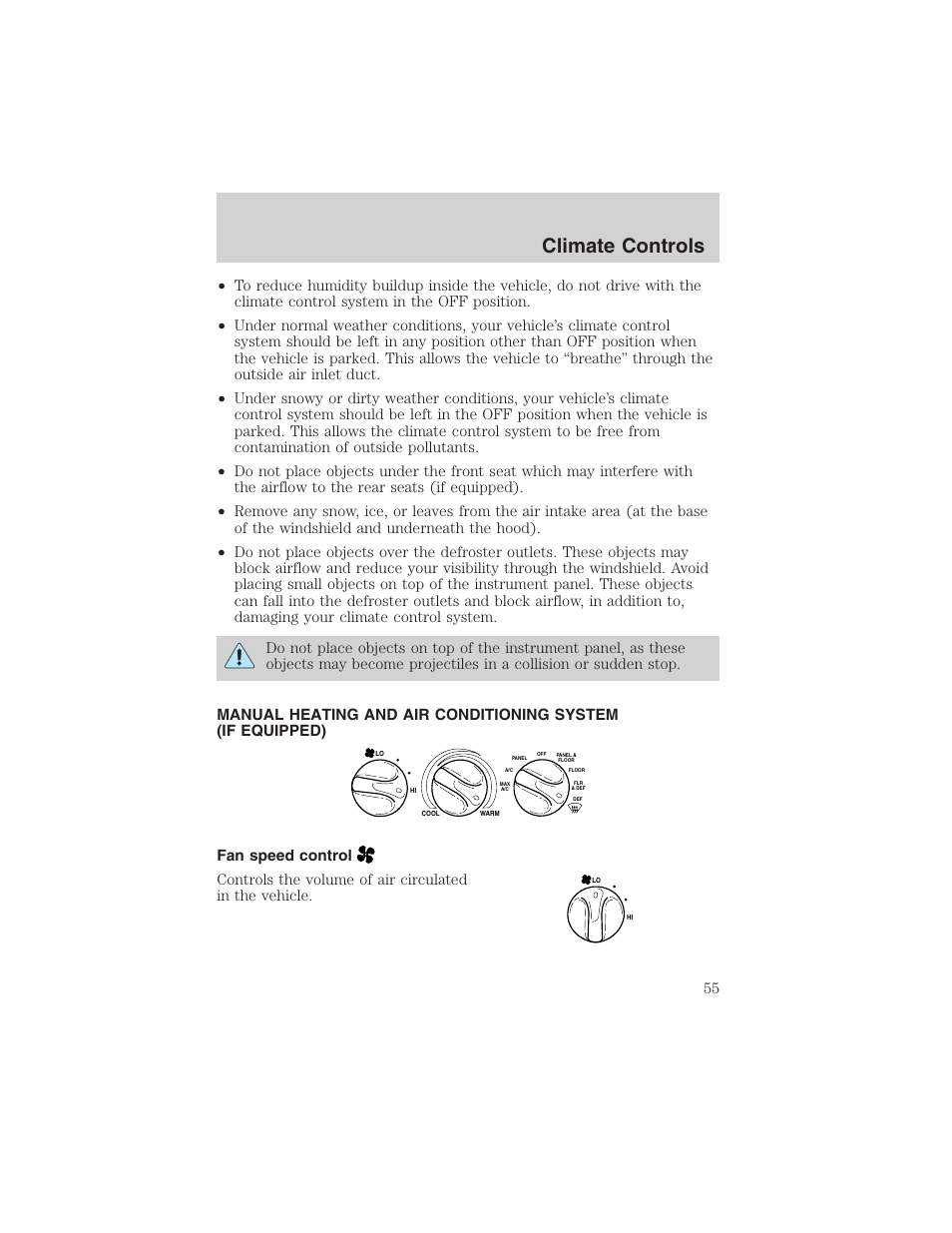 Climate controls | FORD 2002 F-150 User Manual | Page 55 / 312