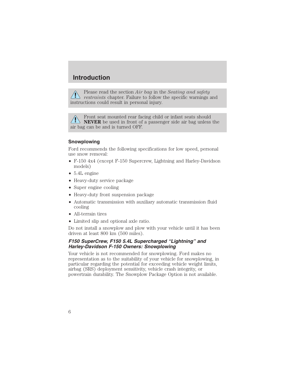Introduction | FORD 2002 F-150 User Manual | Page 6 / 312