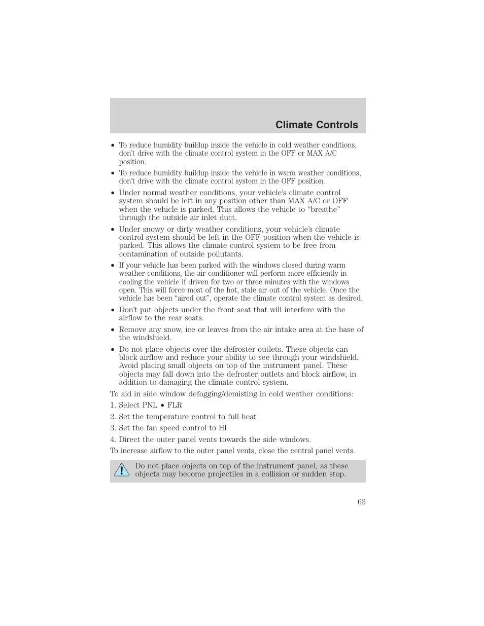 Climate controls | FORD 2002 F-150 User Manual | Page 63 / 312