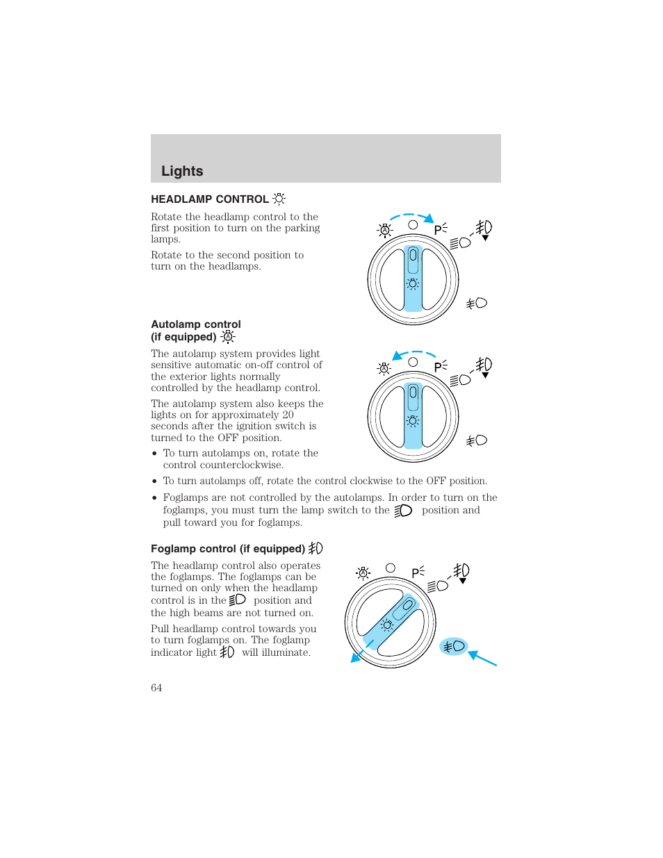 Lights | FORD 2002 F-150 User Manual | Page 64 / 312