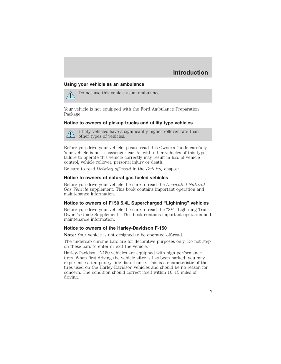 Introduction | FORD 2002 F-150 User Manual | Page 7 / 312