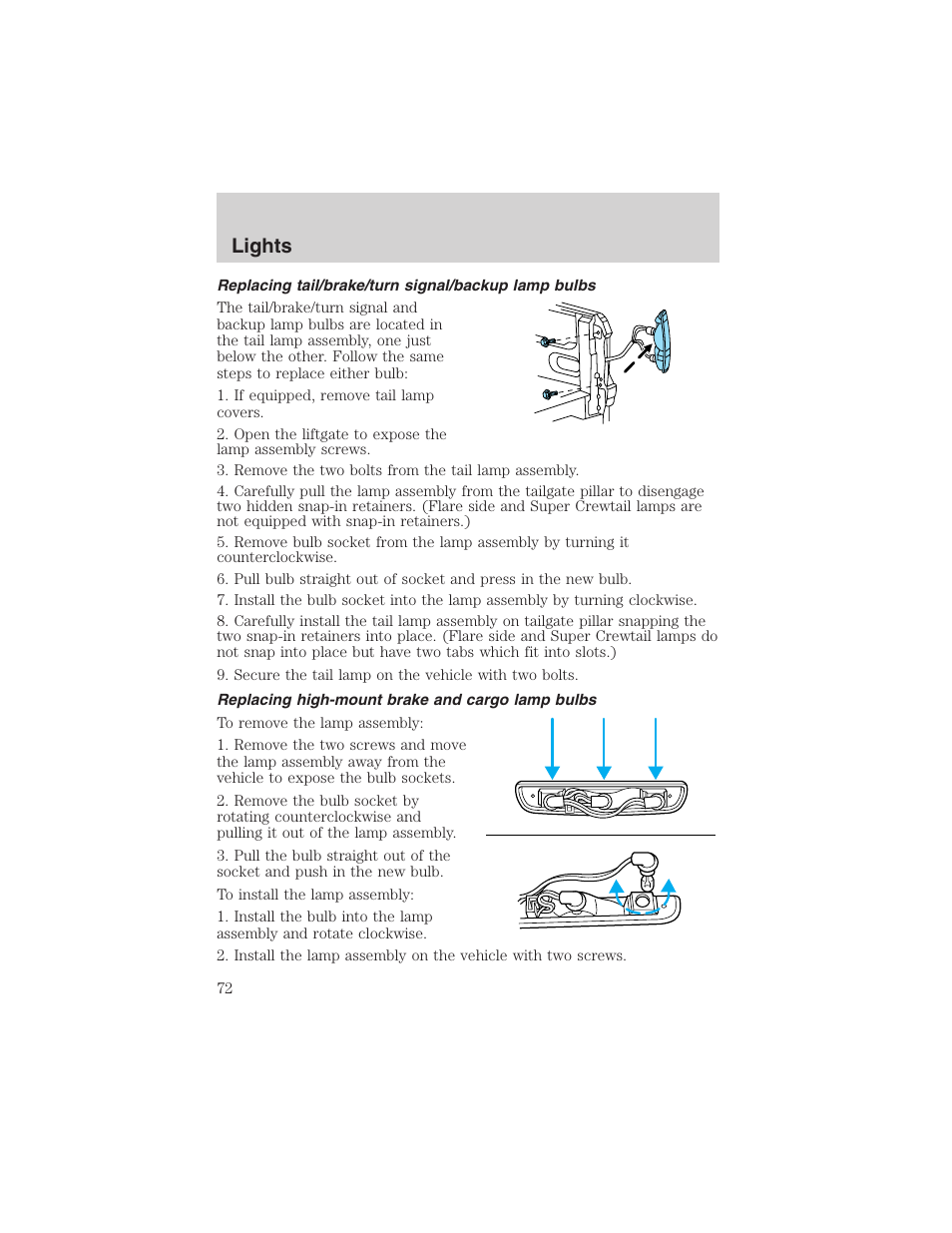 Lights | FORD 2002 F-150 User Manual | Page 72 / 312