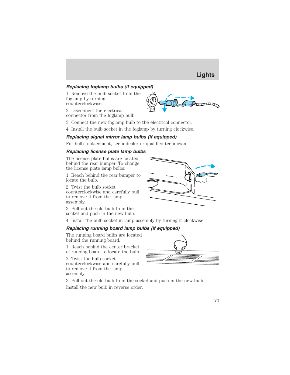 Lights | FORD 2002 F-150 User Manual | Page 73 / 312