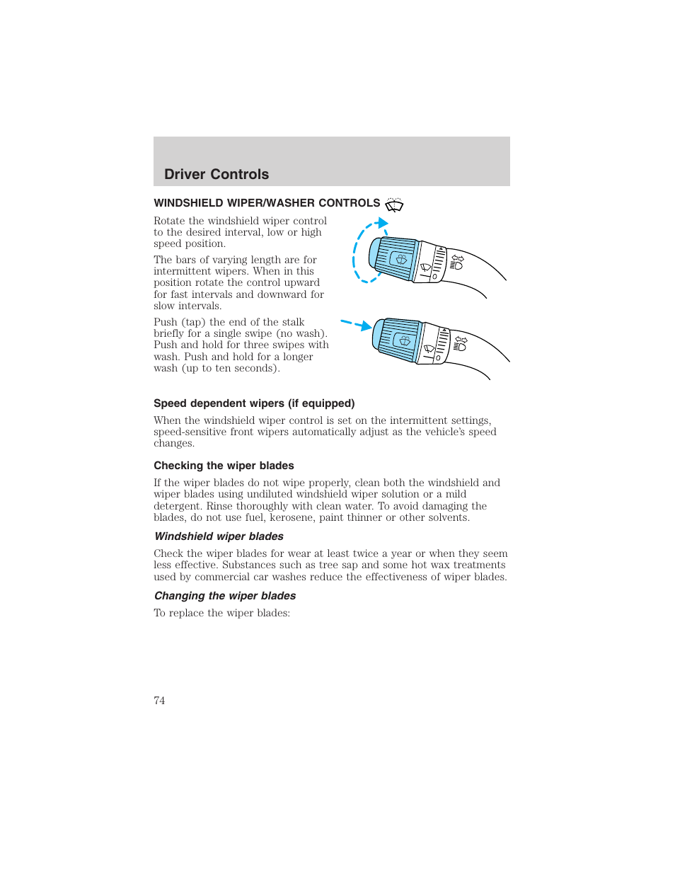 Driver controls | FORD 2002 F-150 User Manual | Page 74 / 312