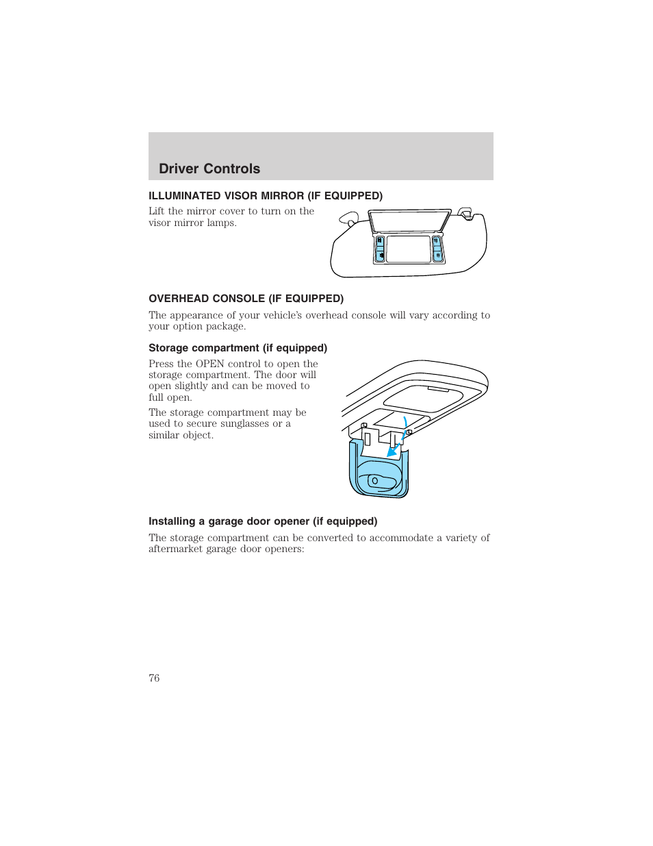 Driver controls | FORD 2002 F-150 User Manual | Page 76 / 312