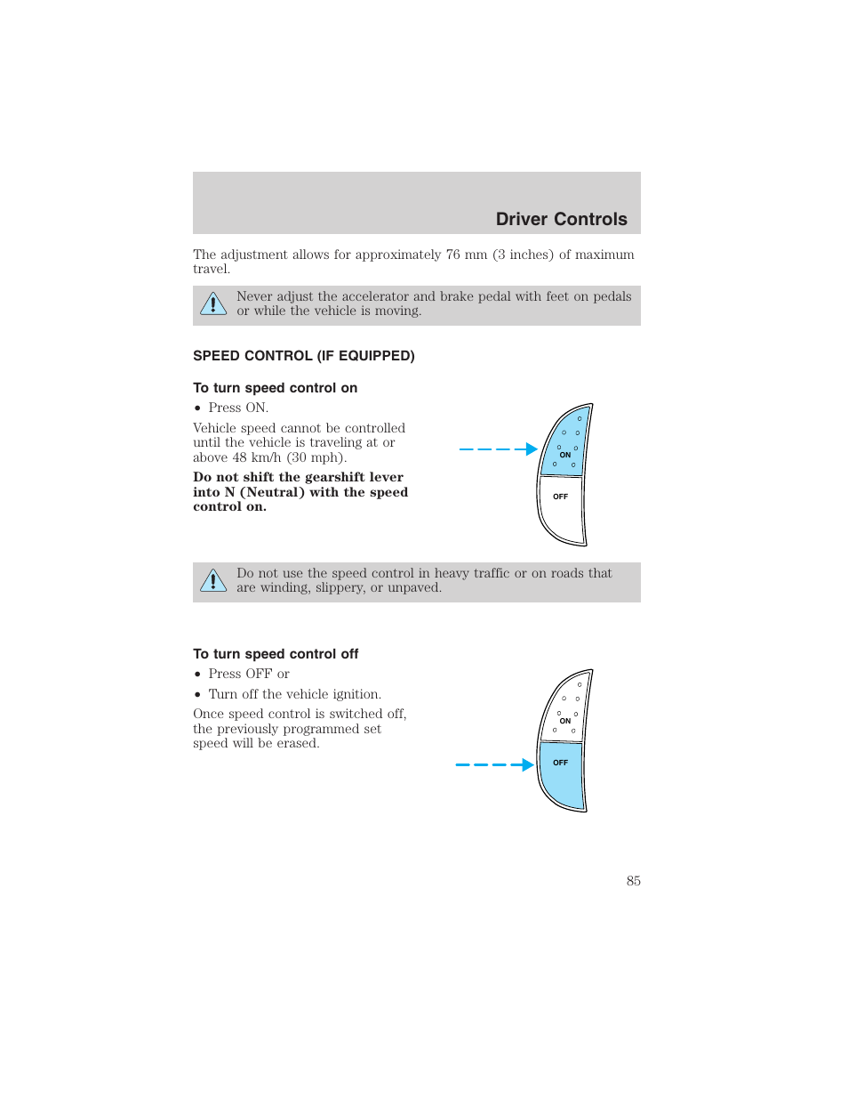 Driver controls | FORD 2002 F-150 User Manual | Page 85 / 312