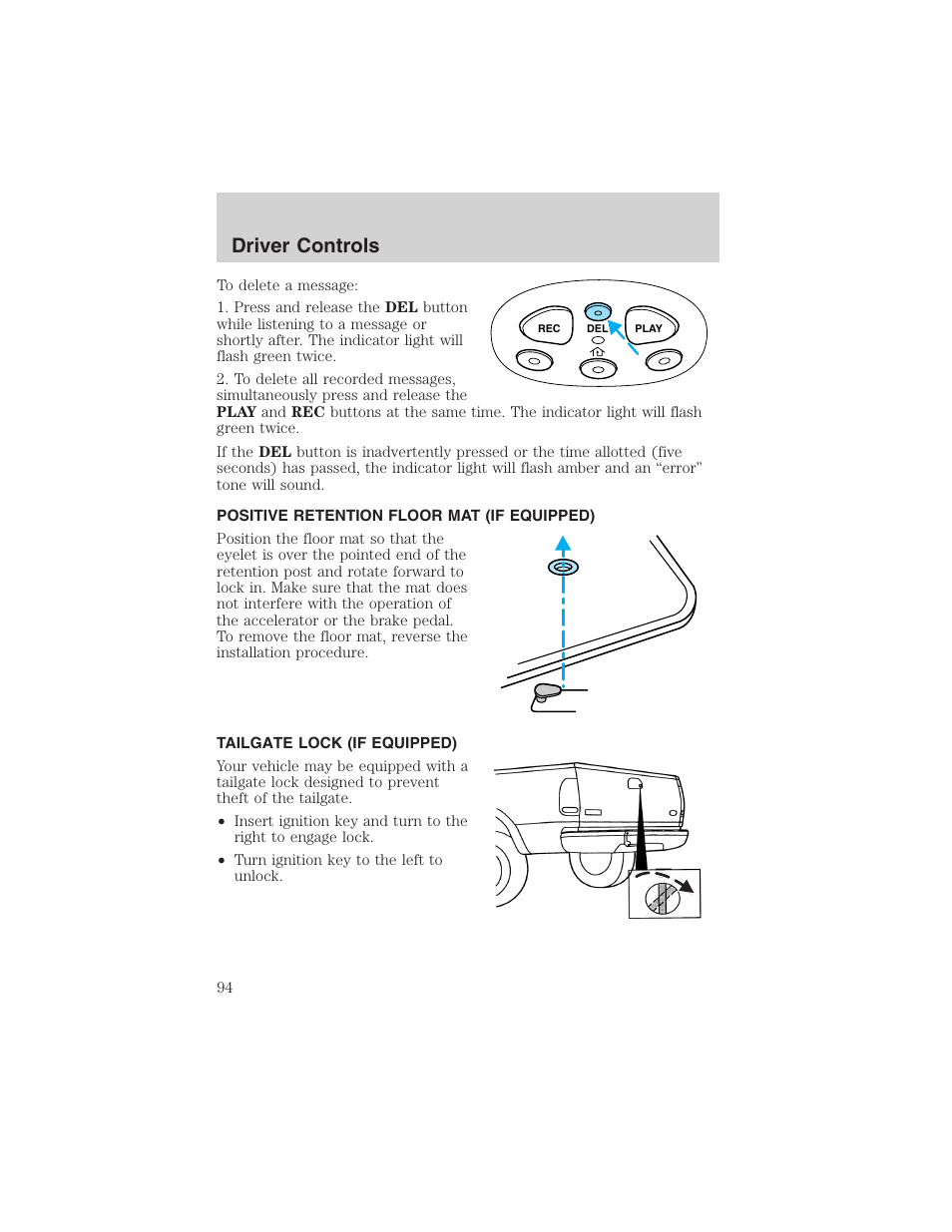 Driver controls | FORD 2002 F-150 User Manual | Page 94 / 312