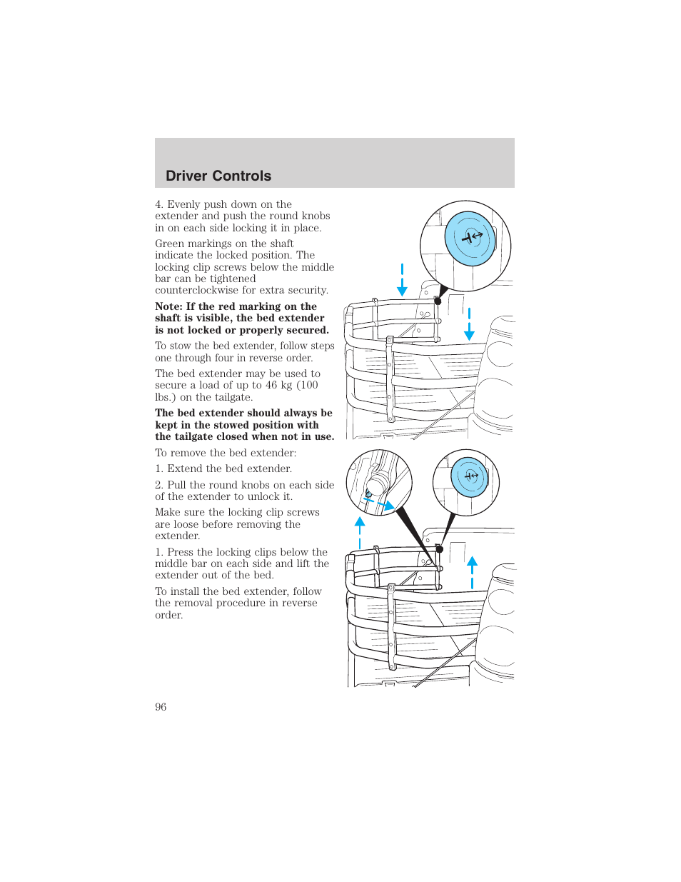 Driver controls | FORD 2002 F-150 User Manual | Page 96 / 312