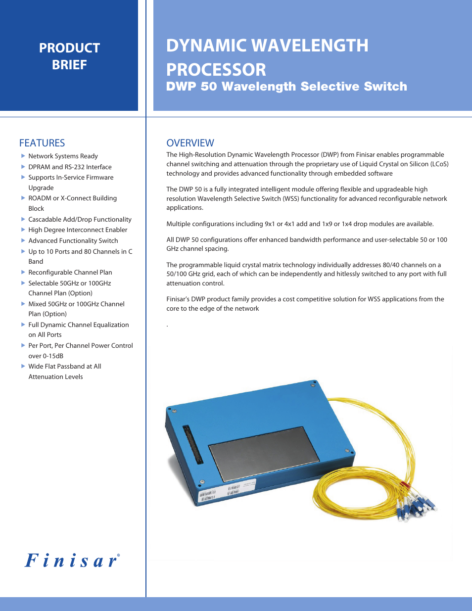 Finisar DWP 50 User Manual | 2 pages