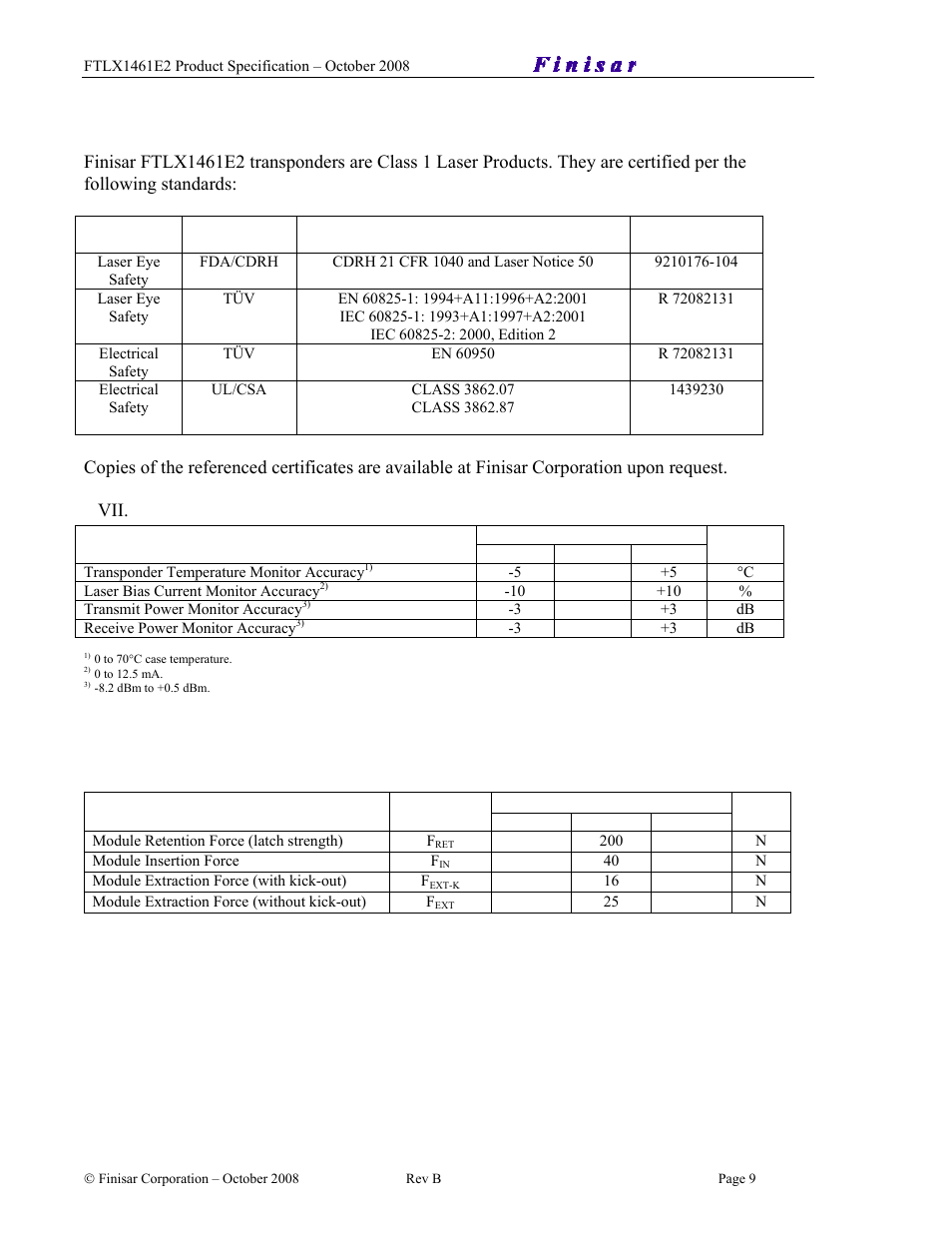 Finisar Single Mode XENPAK Transponder FTLX1461E2 User Manual | Page 9 / 10
