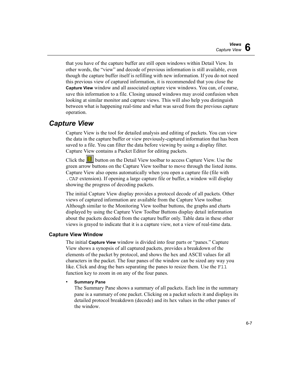 Capture view, Capture view window, Capture view -7 | Capture view window -7 | Finisar Surveyor User Manual | Page 105 / 454