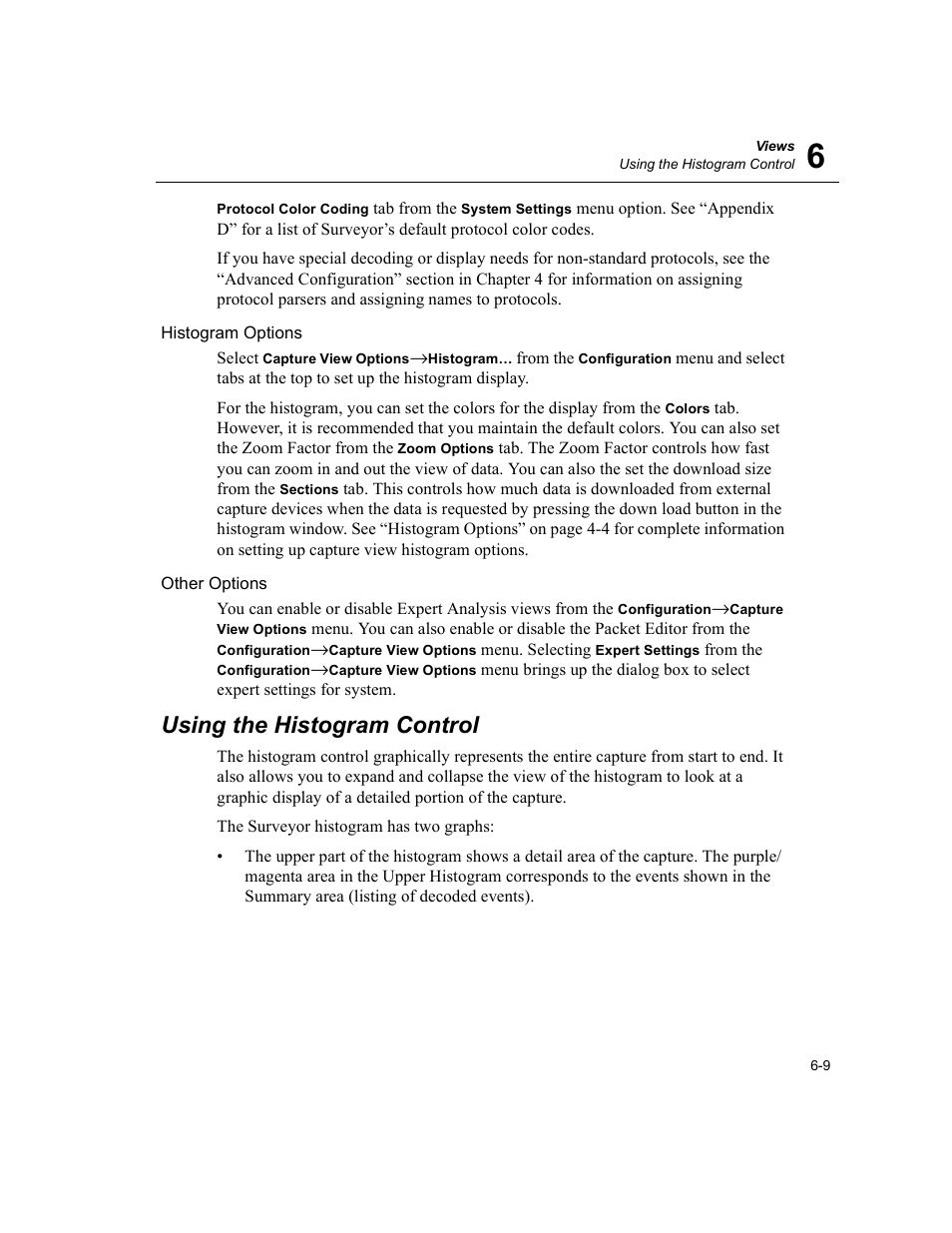 Using the histogram control, Using the histogram control -9 | Finisar Surveyor User Manual | Page 107 / 454