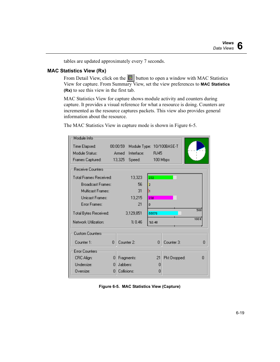 Mac statistics view (rx), Mac statistics view (rx) -19, Mac statistics view (capture) -19 | Finisar Surveyor User Manual | Page 117 / 454