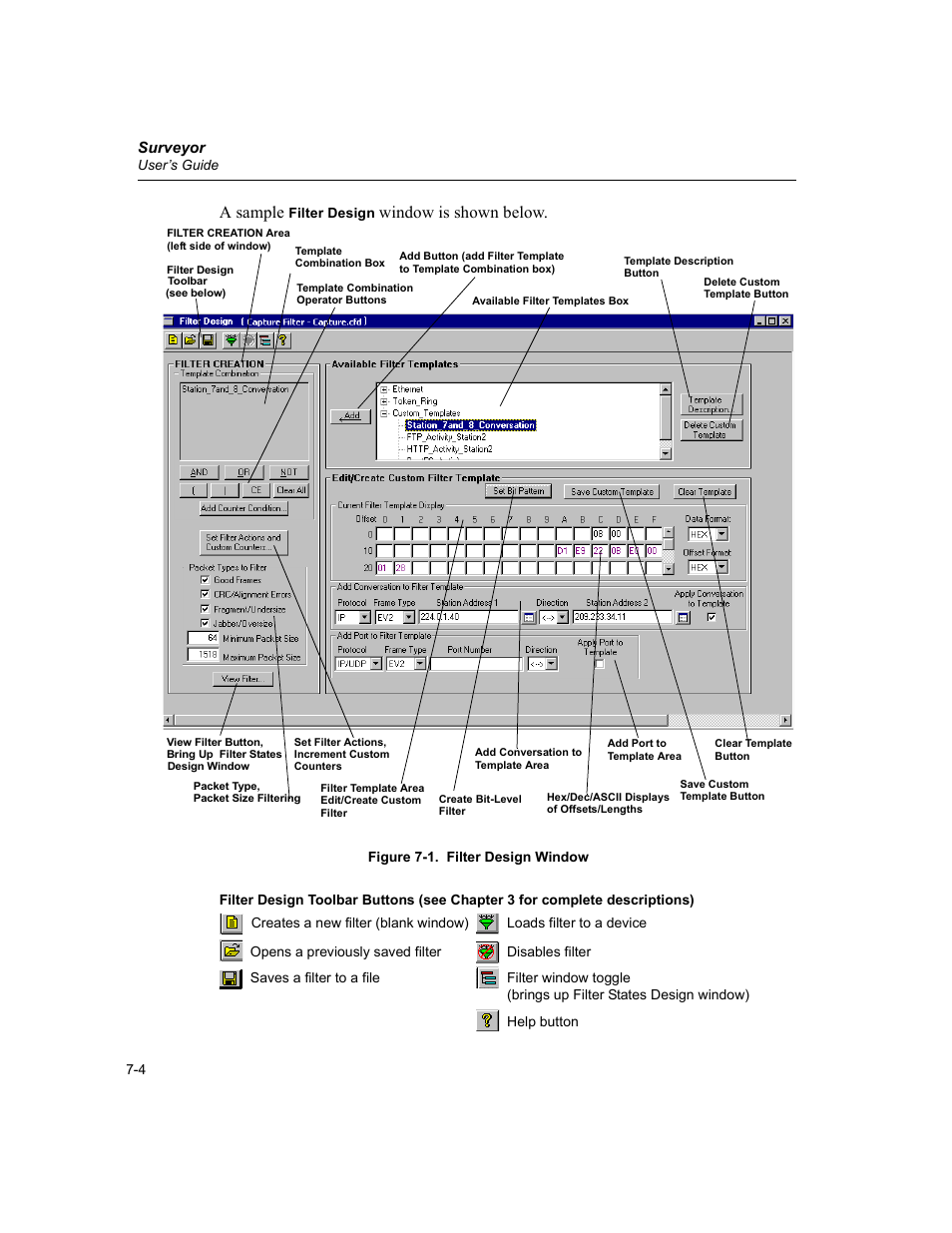 Filter design window -4, A sample, Window is shown below | Finisar Surveyor User Manual | Page 140 / 454