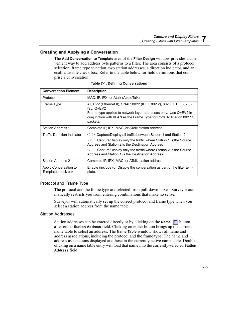 Creating and applying a conversation, Creating and applying a conversation -5, Defining conversations -5 | Finisar Surveyor User Manual | Page 141 / 454