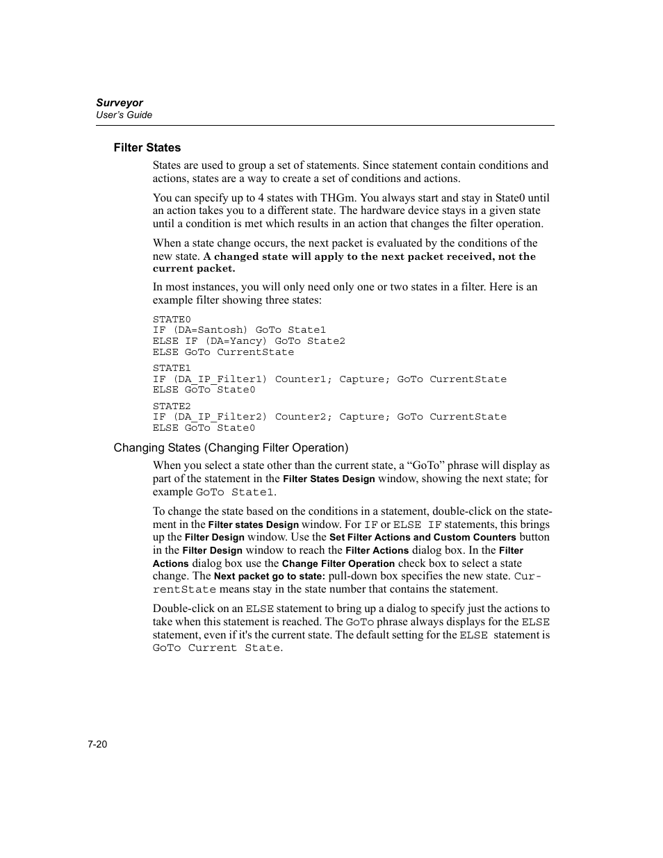 Filter states, Filter states -20 | Finisar Surveyor User Manual | Page 156 / 454