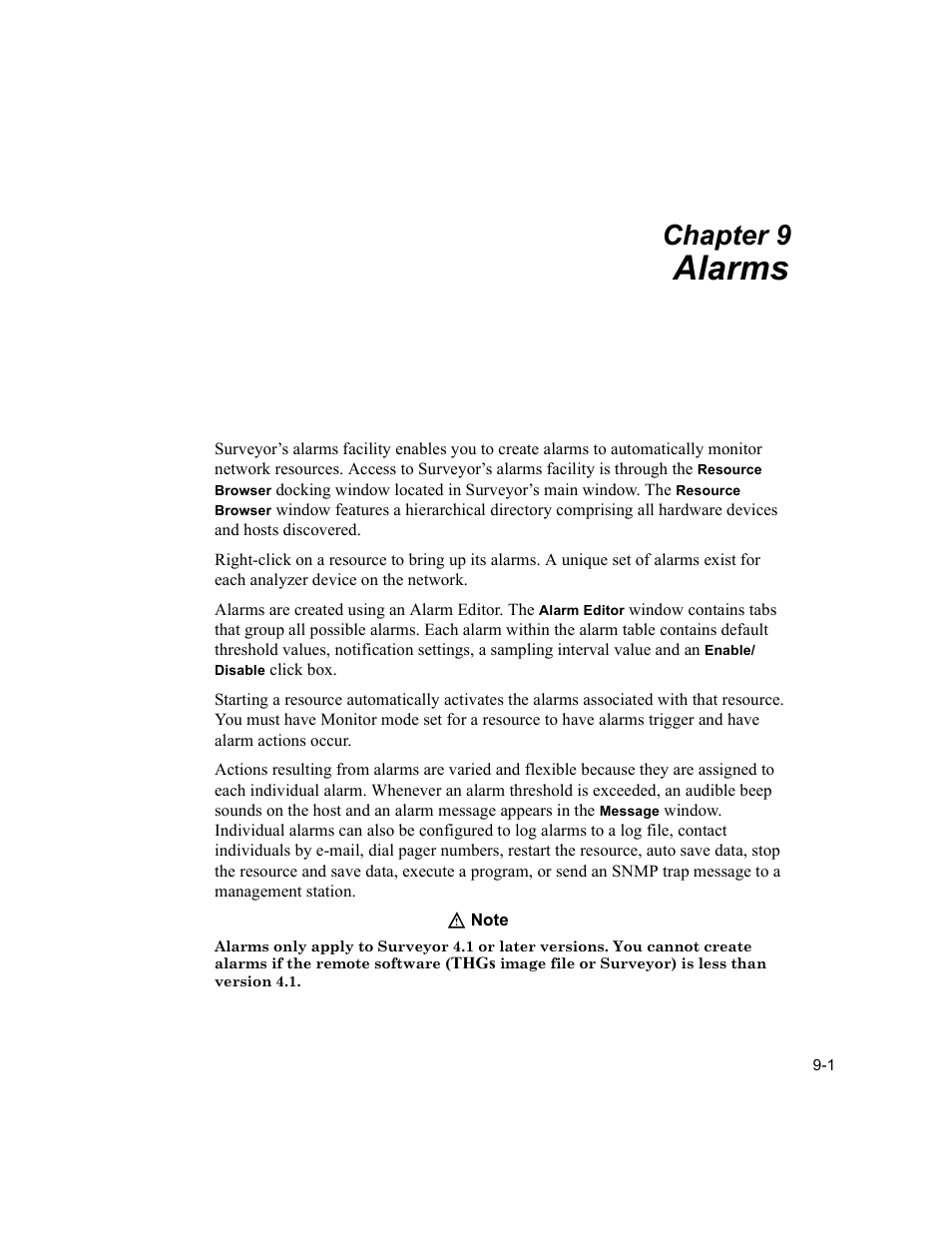 Alarms, Alarms -1, Chapter 9 | Finisar Surveyor User Manual | Page 185 / 454