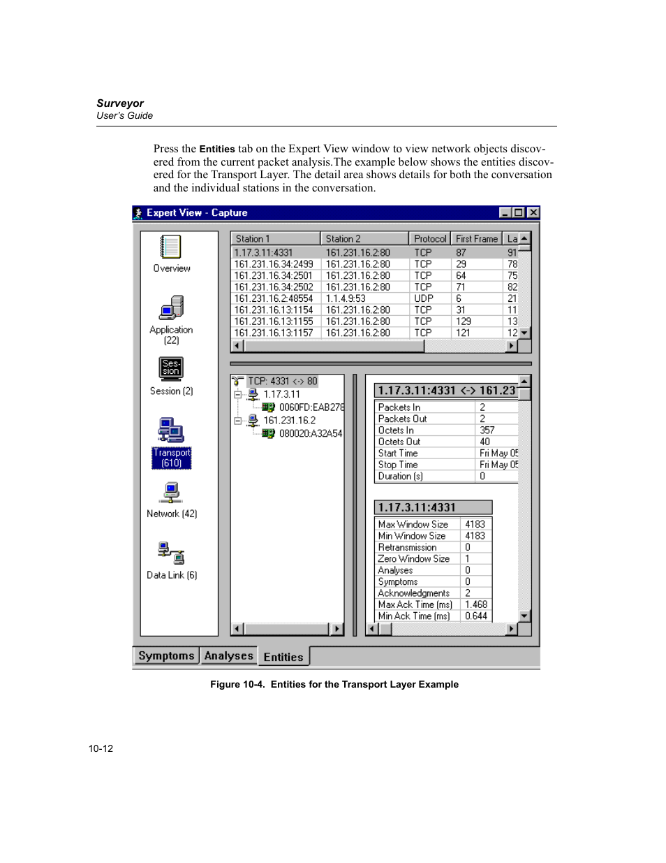 Entities for the transport layer example -12 | Finisar Surveyor User Manual | Page 216 / 454