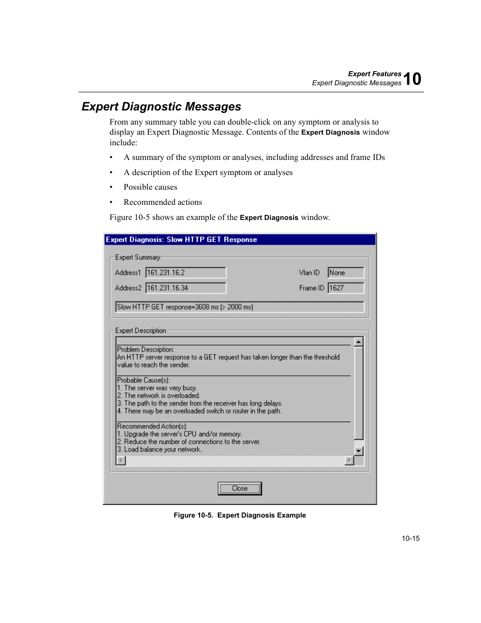 Expert diagnostic messages, Expert diagnostic messages -15, Expert diagnosis example -15 | Finisar Surveyor User Manual | Page 219 / 454