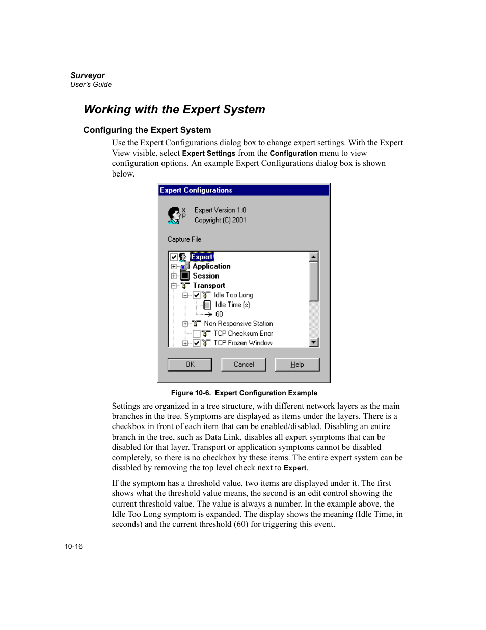 Working with the expert system, Configuring the expert system, Working with the expert system -16 | Configuring the expert system -16, Expert configuration example -16 | Finisar Surveyor User Manual | Page 220 / 454