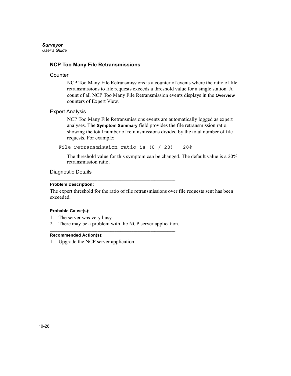 Ncp too many file retransmissions, Ncp too many file retransmissions -28 | Finisar Surveyor User Manual | Page 232 / 454