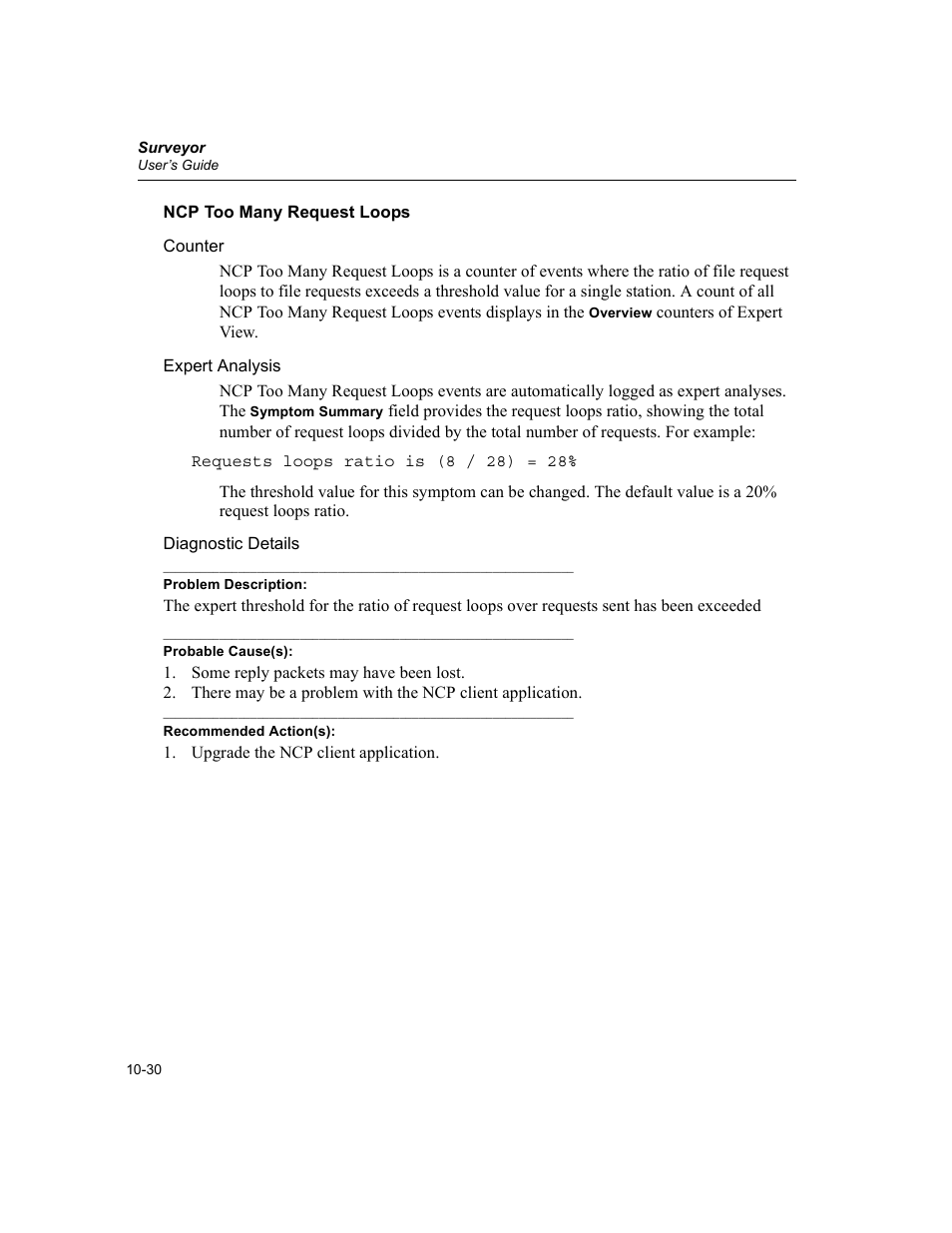 Ncp too many request loops, Ncp too many request loops -30 | Finisar Surveyor User Manual | Page 234 / 454