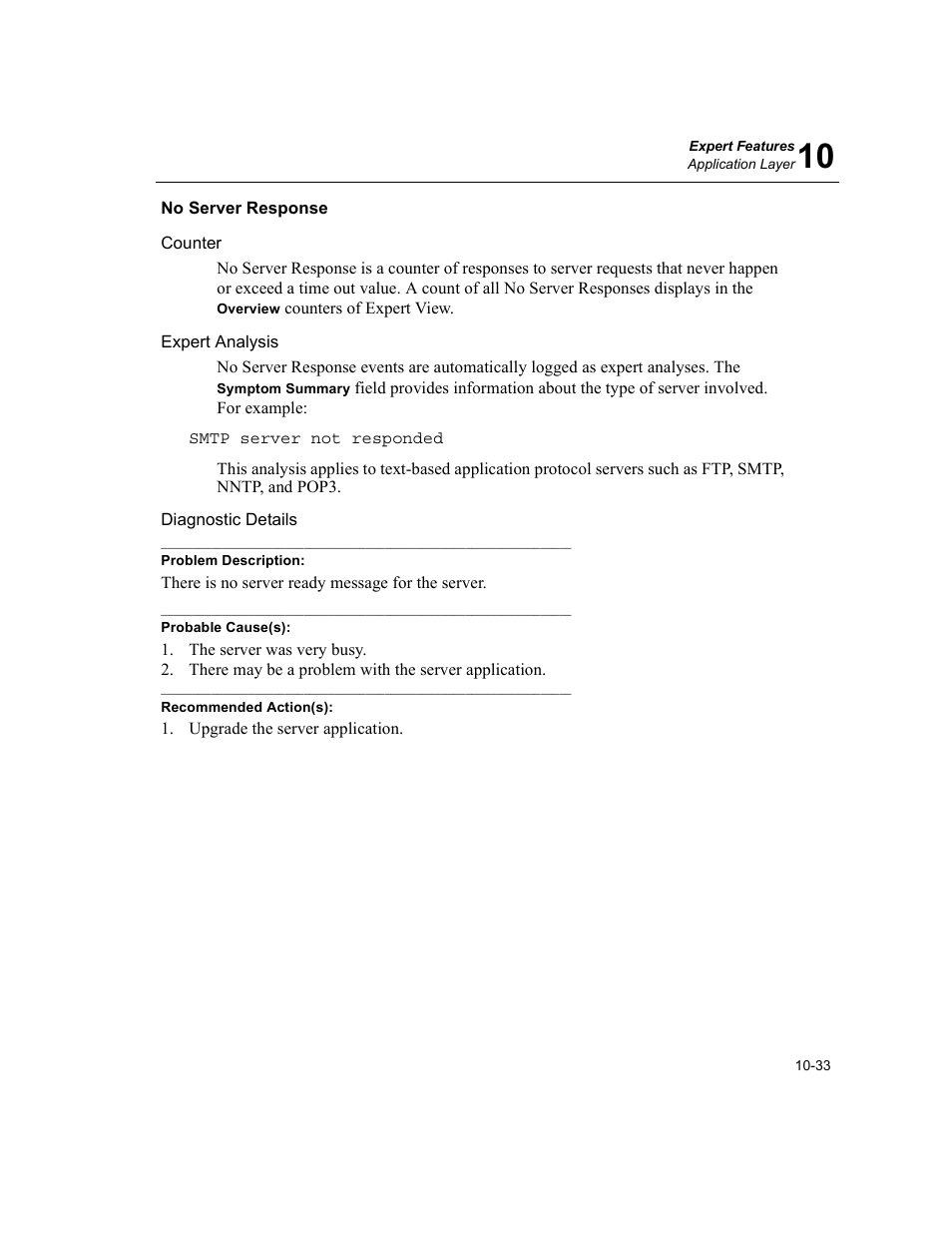 No server response, No server response -33 | Finisar Surveyor User Manual | Page 237 / 454