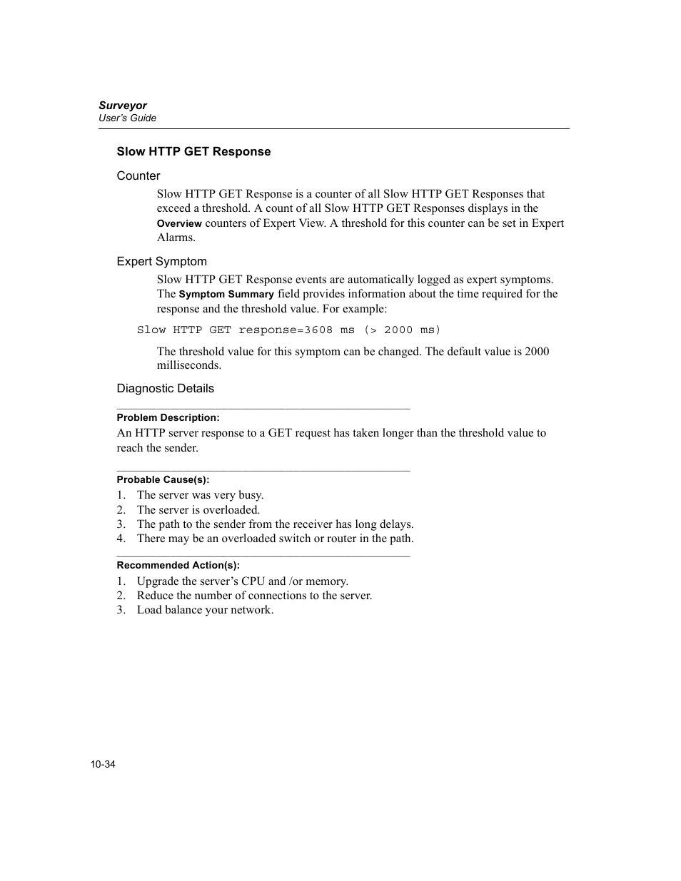 Slow http get response, Slow http get response -34 | Finisar Surveyor User Manual | Page 238 / 454