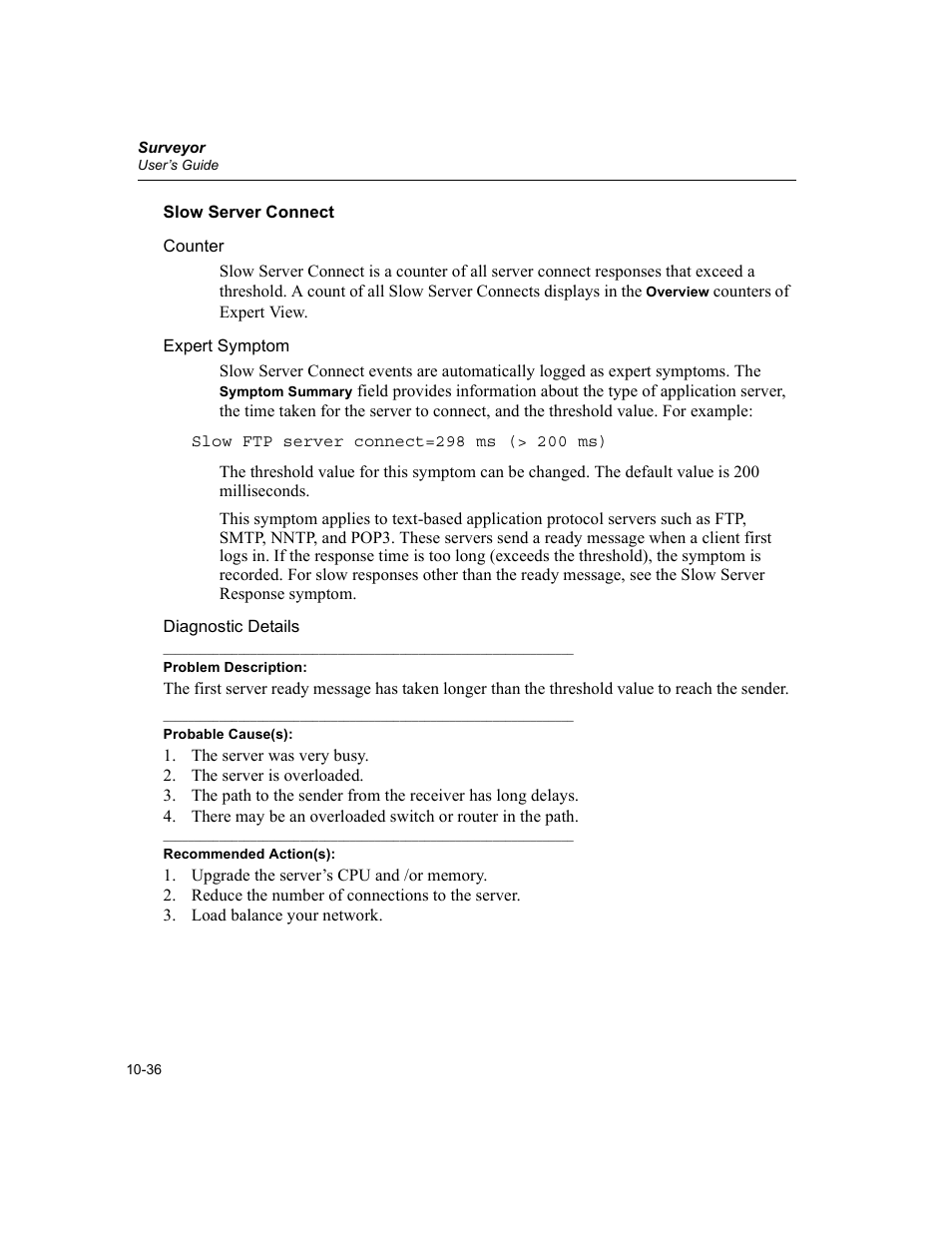 Slow server connect, Slow server connect -36 | Finisar Surveyor User Manual | Page 240 / 454