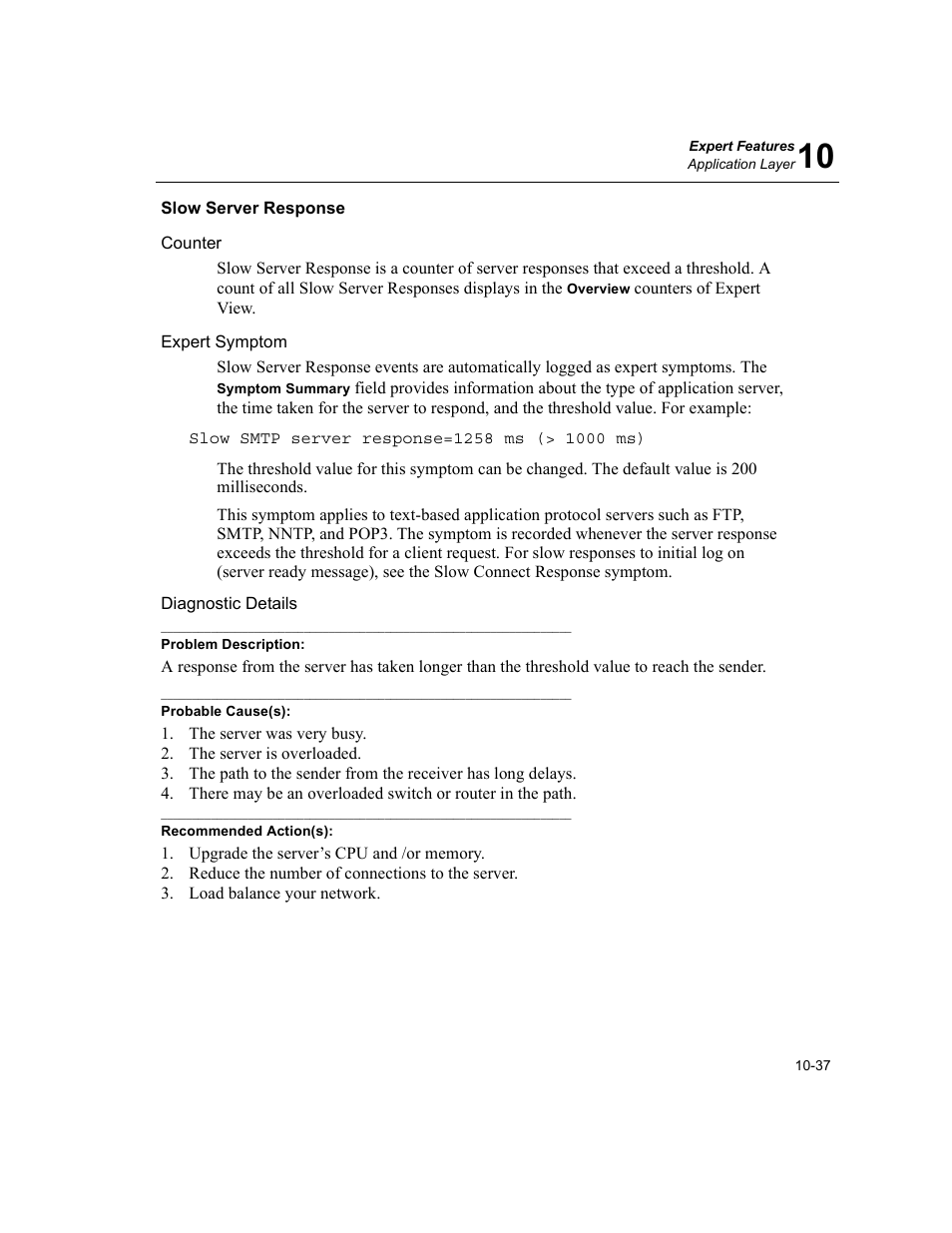 Slow server response, Slow server response -37 | Finisar Surveyor User Manual | Page 241 / 454