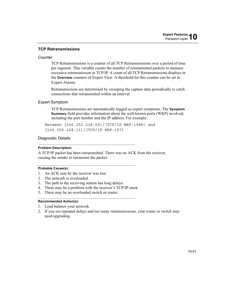 Tcp retransmissions, Tcp retransmissions -51 | Finisar Surveyor User Manual | Page 255 / 454