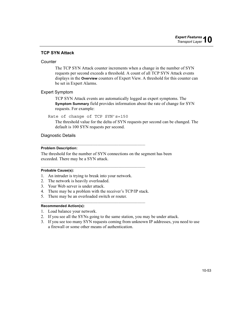 Tcp syn attack, Tcp syn attack -53 | Finisar Surveyor User Manual | Page 257 / 454