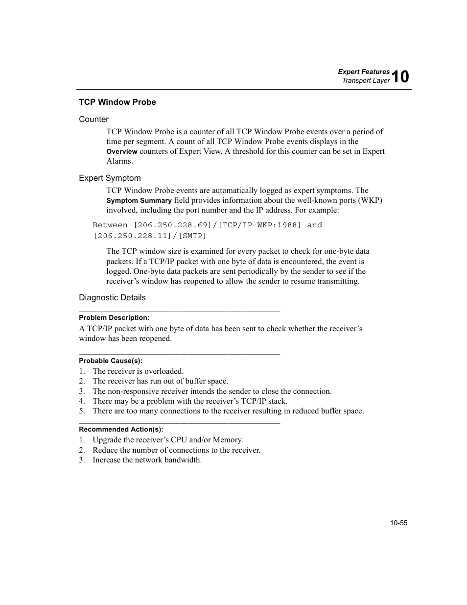 Tcp window probe, Tcp window probe -55 | Finisar Surveyor User Manual | Page 259 / 454