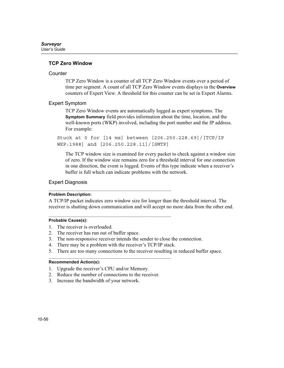 Tcp zero window, Tcp zero window -56 | Finisar Surveyor User Manual | Page 260 / 454
