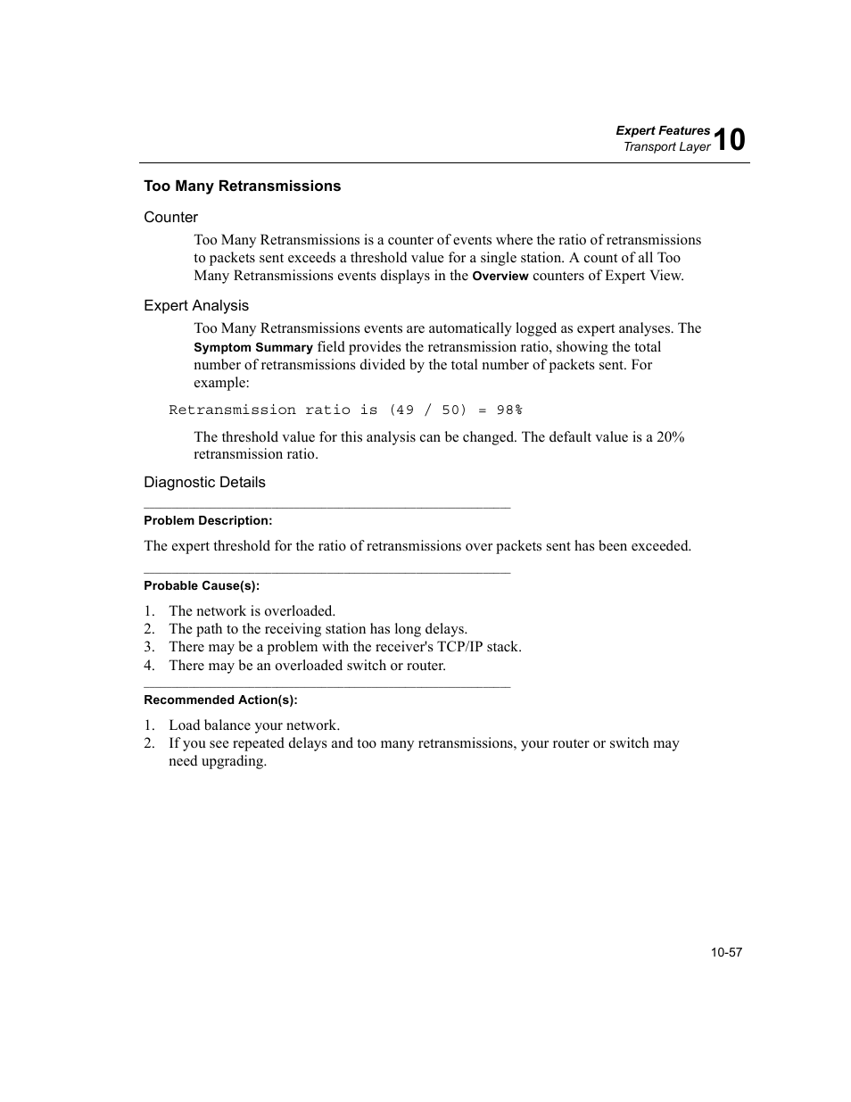 Too many retransmissions, Too many retransmissions -57 | Finisar Surveyor User Manual | Page 261 / 454