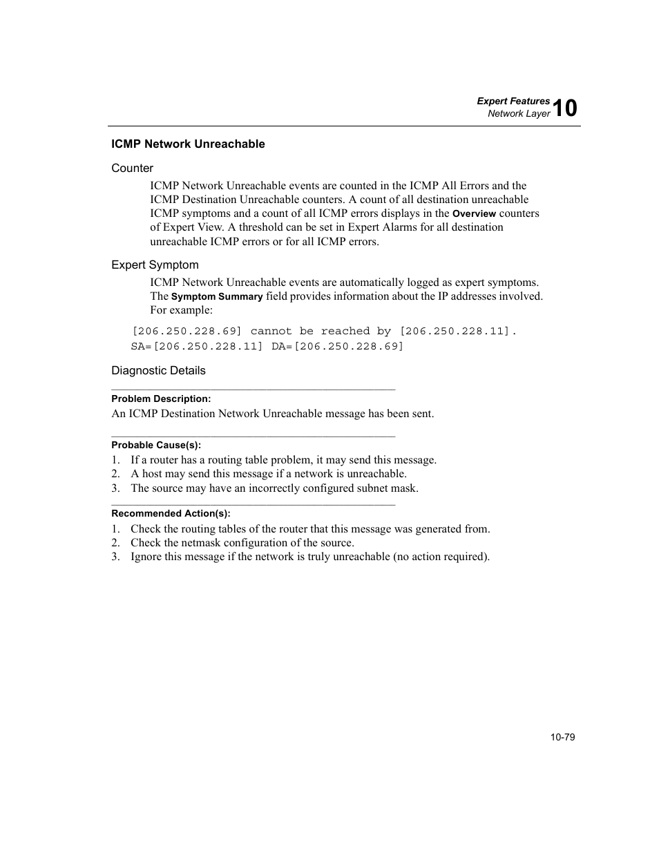 Icmp network unreachable, Icmp network unreachable -79 | Finisar Surveyor User Manual | Page 283 / 454