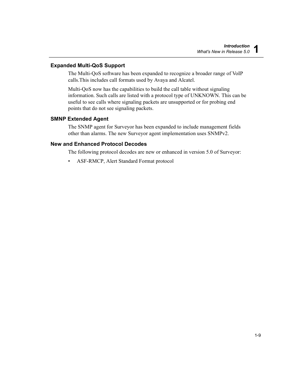 Expanded multi-qos support, Smnp extended agent, New and enhanced protocol decodes | Finisar Surveyor User Manual | Page 29 / 454