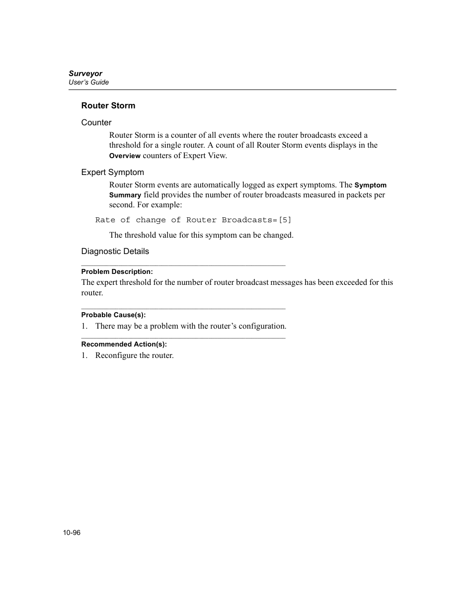 Router storm, Router storm -96 | Finisar Surveyor User Manual | Page 300 / 454