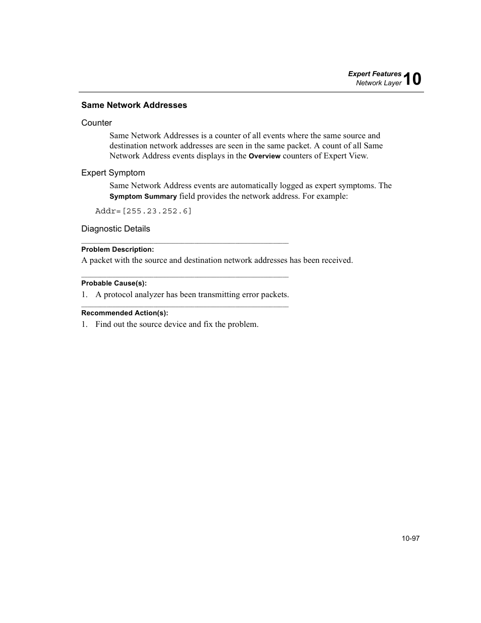 Same network addresses, Same network addresses -97 | Finisar Surveyor User Manual | Page 301 / 454