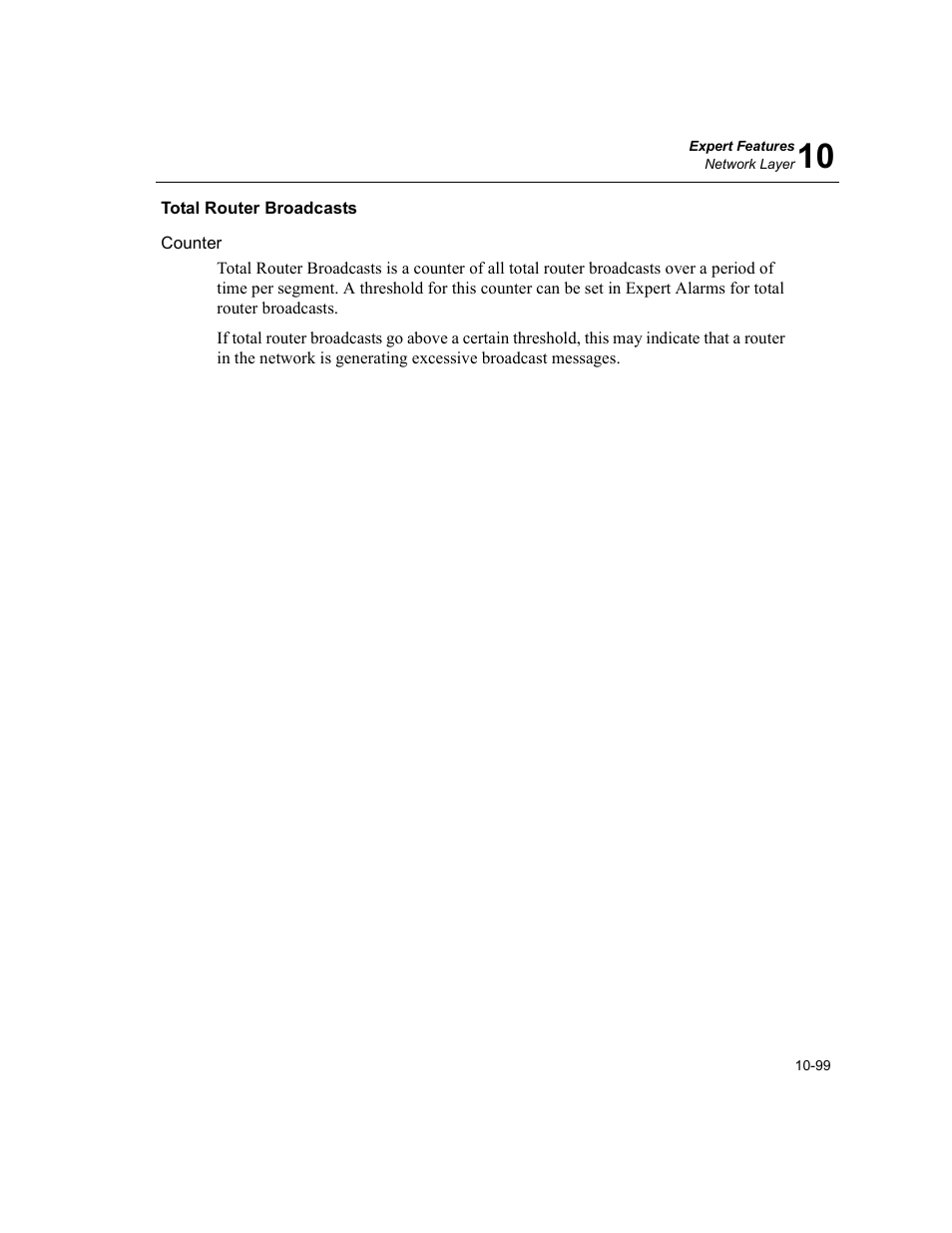 Total router broadcasts, Total router broadcasts -99 | Finisar Surveyor User Manual | Page 303 / 454