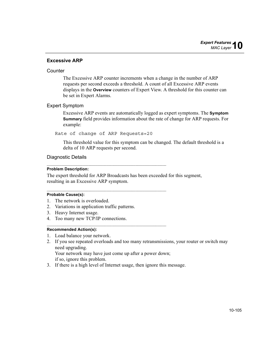 Excessive arp, Excessive arp -105 | Finisar Surveyor User Manual | Page 309 / 454