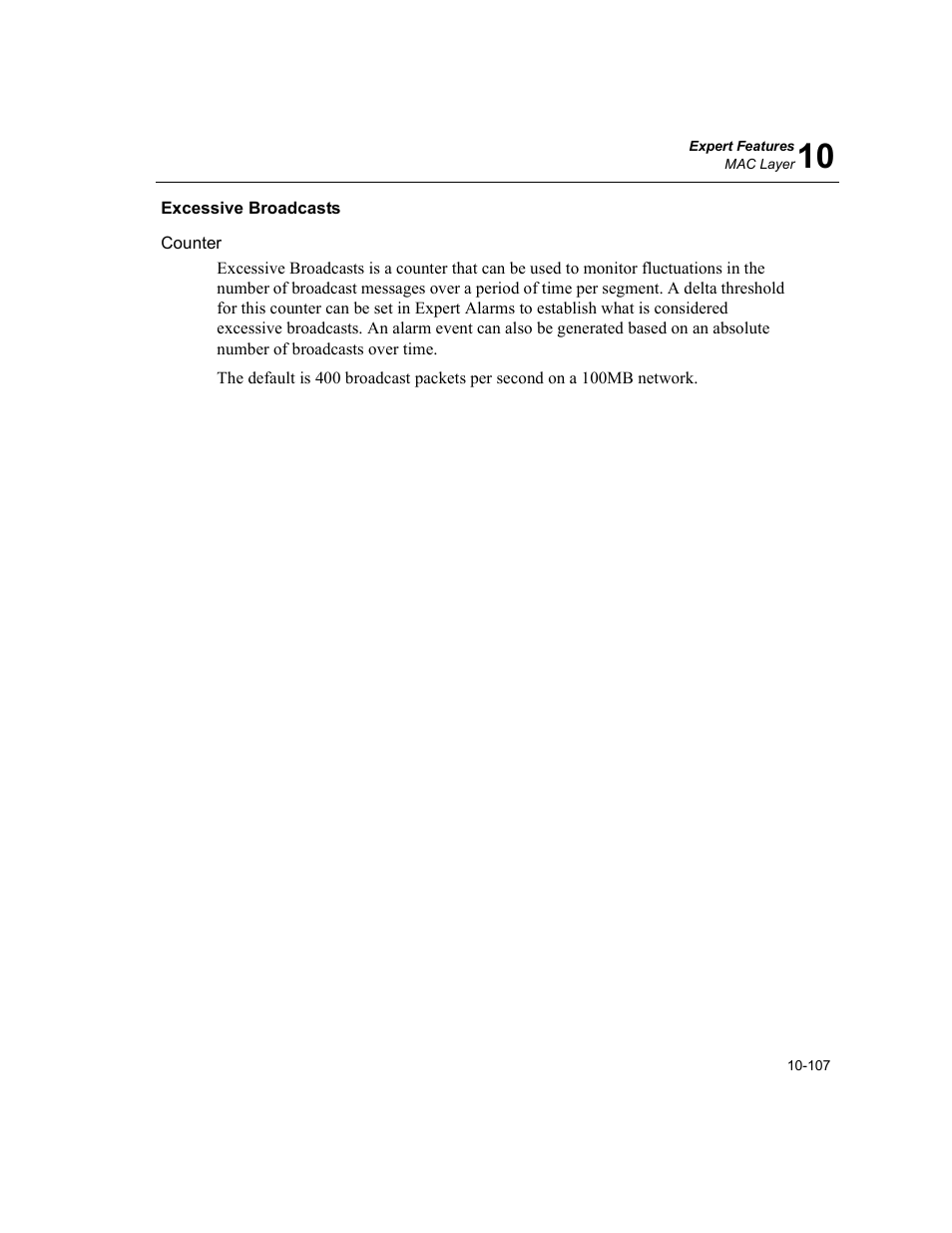 Excessive broadcasts, Excessive broadcasts -107 | Finisar Surveyor User Manual | Page 311 / 454