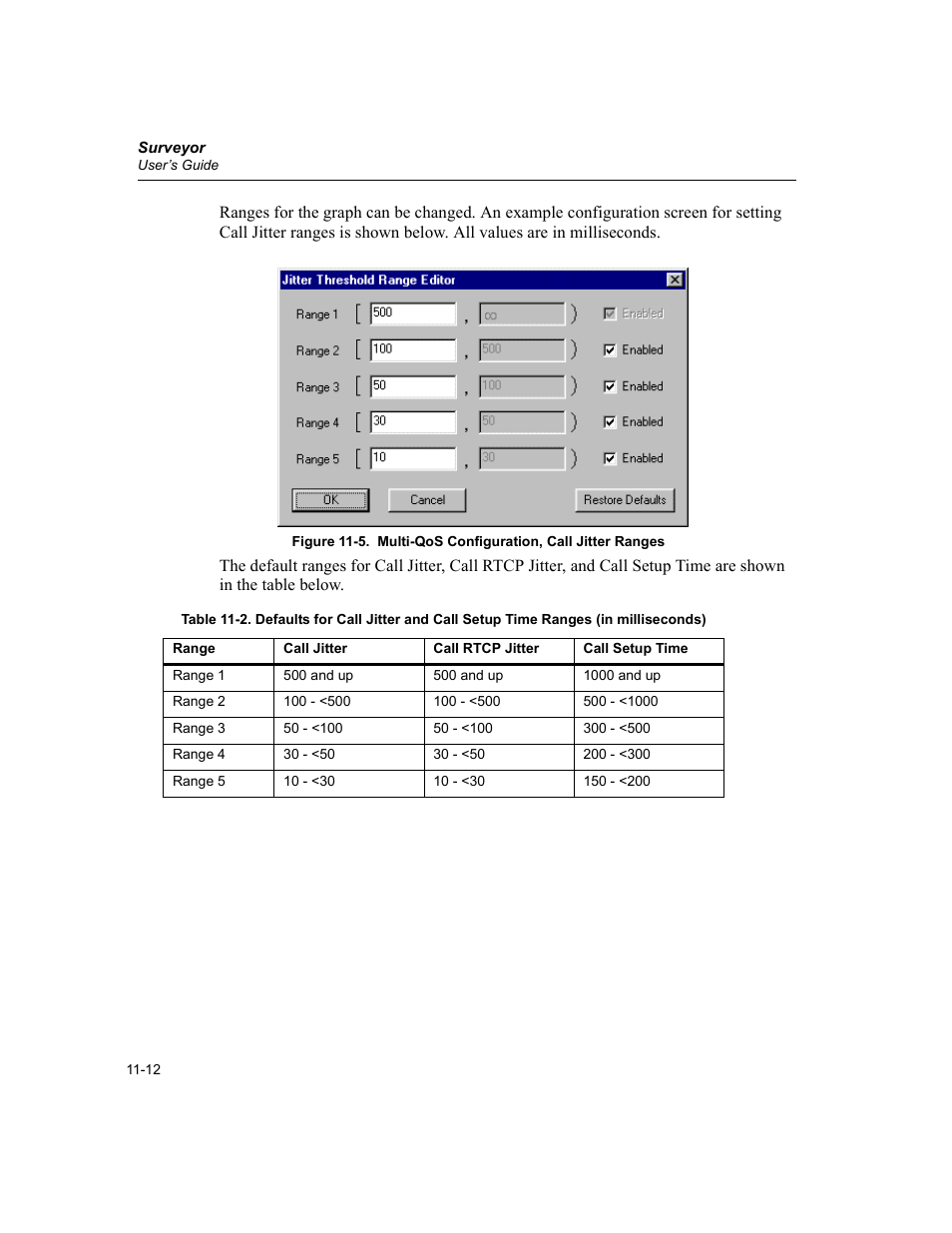 Multi-qos configuration, call jitter ranges -12 | Finisar Surveyor User Manual | Page 346 / 454