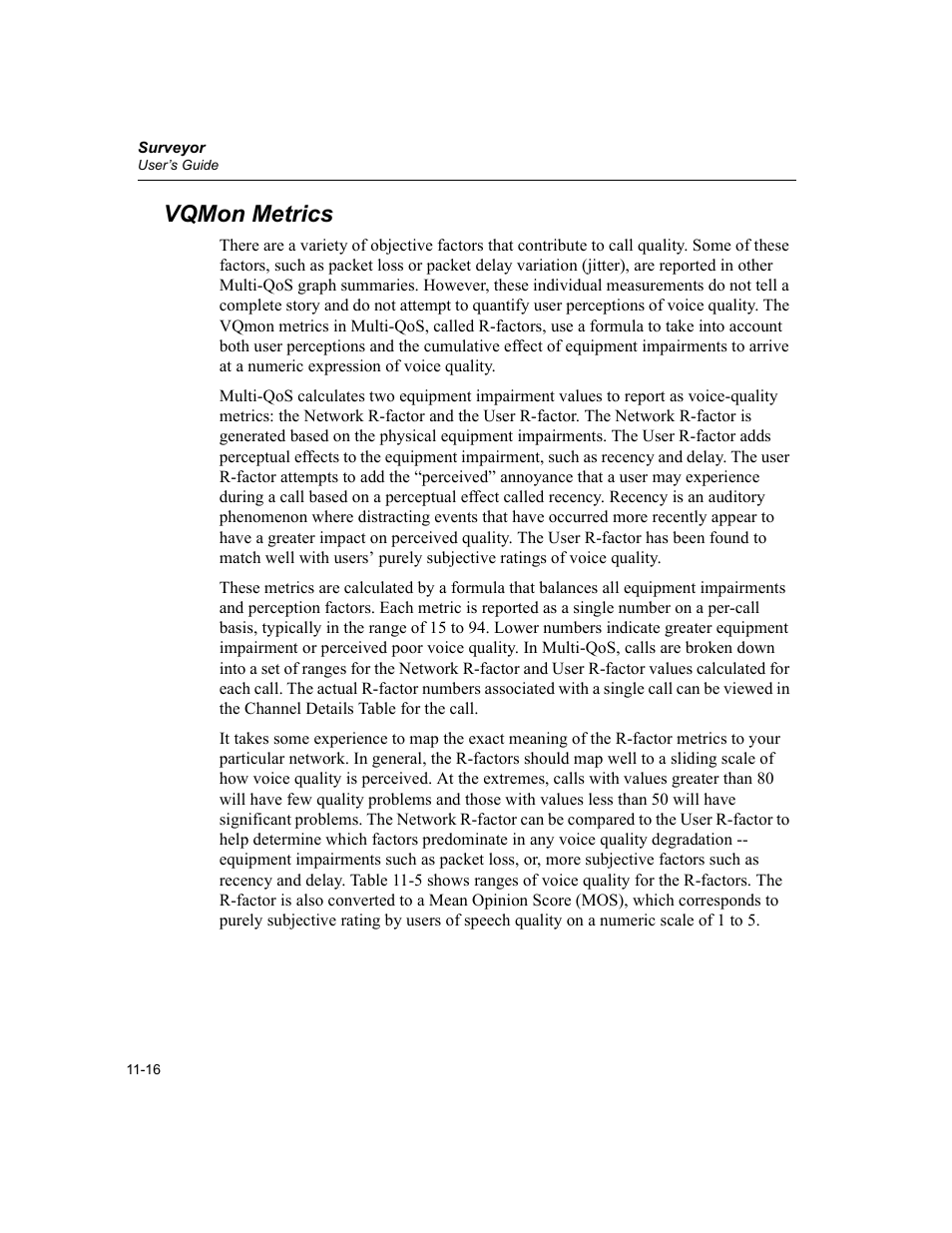 Vqmon metrics, Vqmon metrics -16 | Finisar Surveyor User Manual | Page 350 / 454