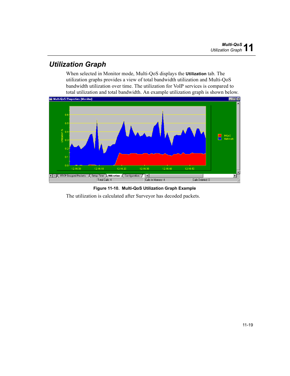 Utilization graph, Utilization graph -19, 10. multi-qos utilization graph example -19 | Finisar Surveyor User Manual | Page 353 / 454