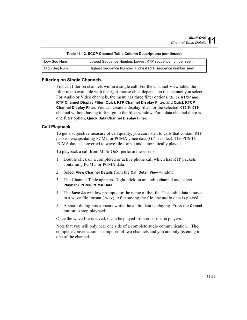 Filtering on single channels, Call playback, Filtering on single channels -29 call playback -29 | Finisar Surveyor User Manual | Page 363 / 454