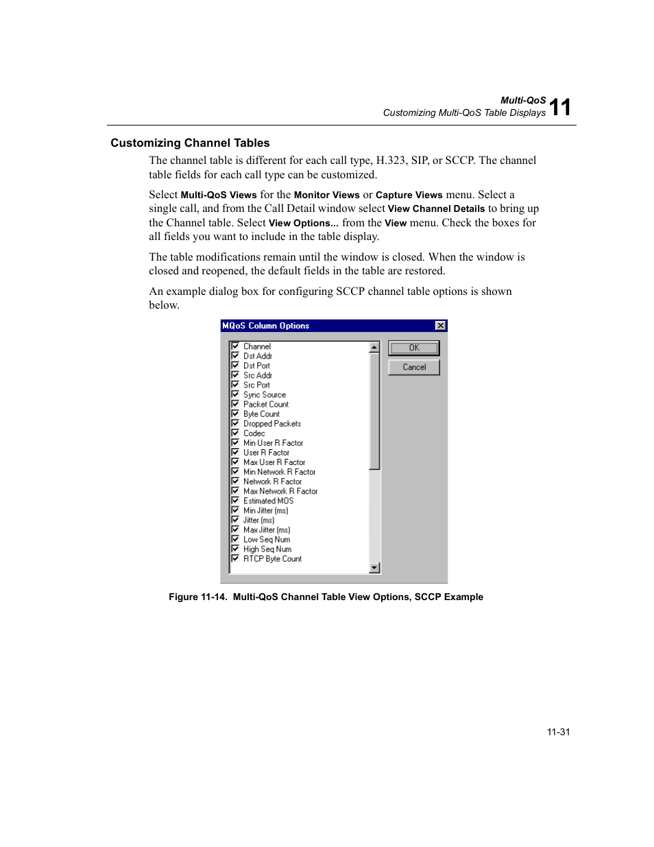 Customizing channel tables, Customizing channel tables -31 | Finisar Surveyor User Manual | Page 365 / 454